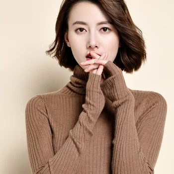 

2019 New Autumn Winter new loose high collar women sweater solid color casual women sweater