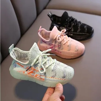 

2020 Autumn Children Shoes Girls Boys Casual Sport Shoes Fashion Breathable Knitting Embroidery Kids Sneakers Baby Running Shoes