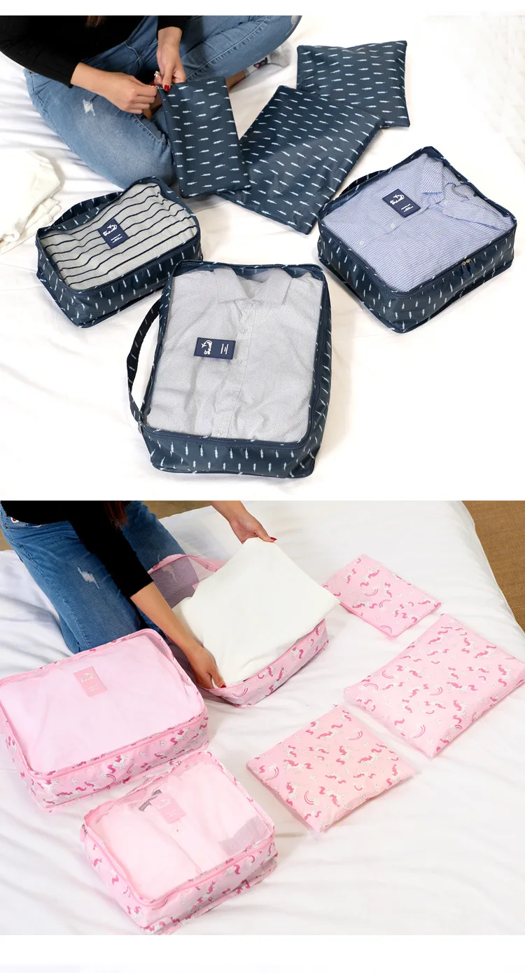 Travel Organizer Storage Bags Portable Luggage Organizer Clothes Tidy Pouch Suitcase Packing Laundry Bag Storage Case 6pcs/set
