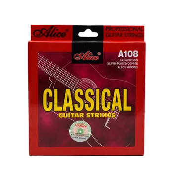 

Alice Classical Guitar Strings Set 6-String Classic Guitar Clear Nylon Strings Silver Plated Copper Alloy Wound - A108