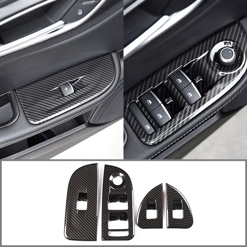 

For Alfa Romeo Giulia 2017-2020 LHD Carbon fiber Window Lift Switch Button Frame Cover Trim Stickers Accessories