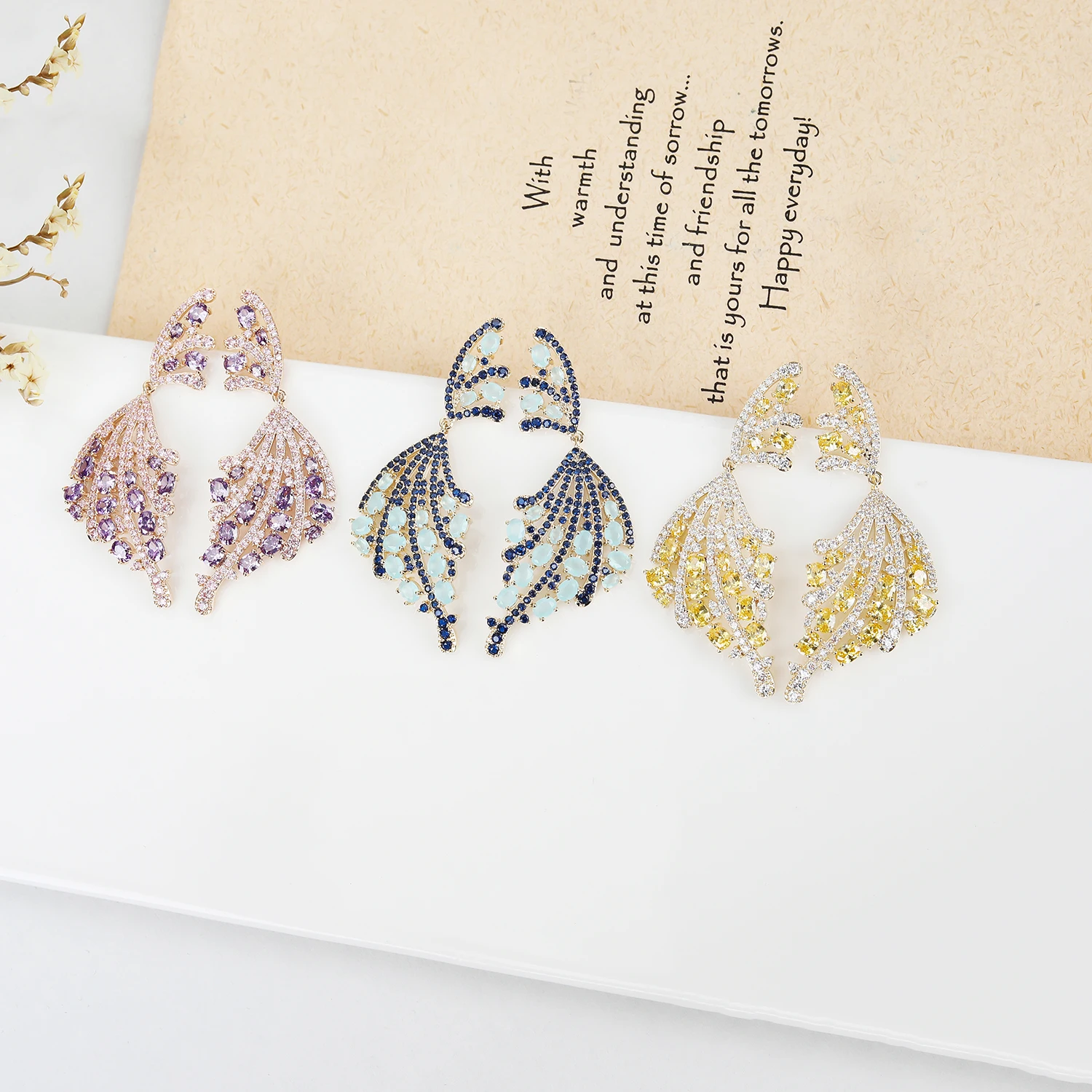 Trendy Cubic Zircon Earrings for Wedding,Bow CZ Dangle Earring for Women,Jewelry Accessories Gift CE11683