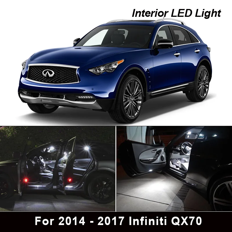 13 x Canbus Белый светодиодный интерьер комплект ламп для 2014 2015 2016 2017 Infiniti QX70 Карта