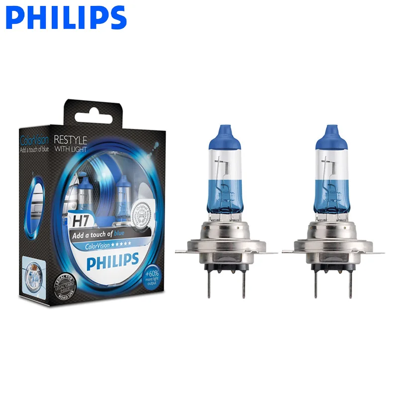 Philips H7 12 В 55 Вт цвет видения синий цвет Автомобильные фары автомобильные галогенные оригинальные лампы+ 60% более белый ECE 12972CVPBS2, пара