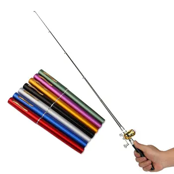 SPECIAL PROMO ❤️ Mini Portable Pen Type Fishing Rod Aluminum Alloy Telescopic Fishing Pole Pocket Size Rod Outdoor Fishing Tackle Dropshipping - discount item 40% OFF Sports & Entertainment