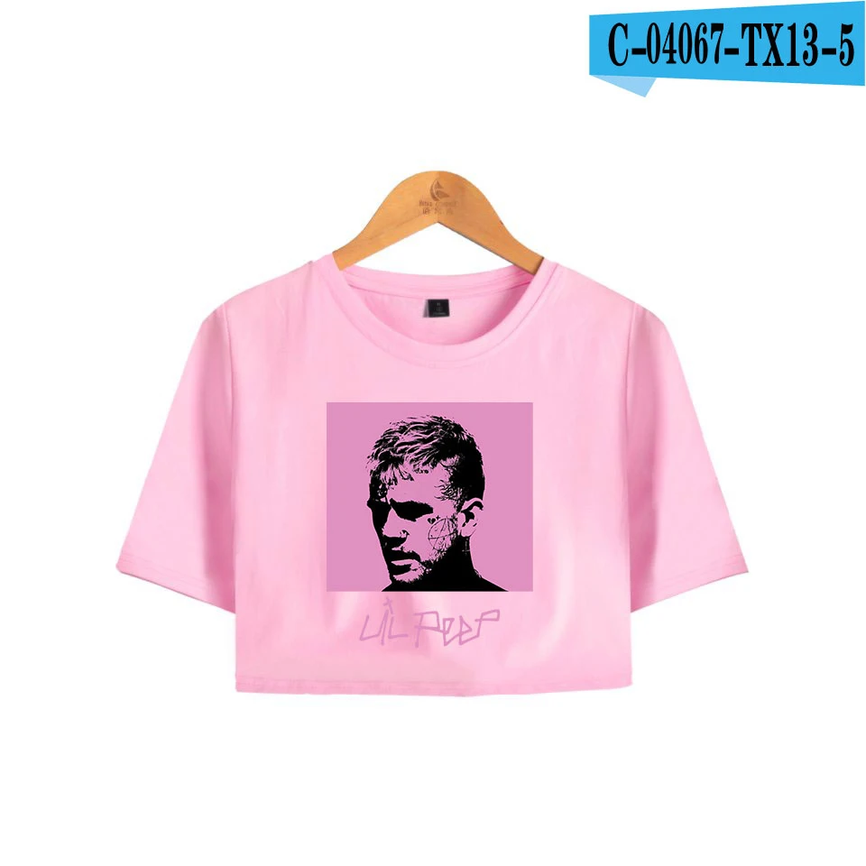 Lil, открытый укороченный топ, хлопок, Женская Сексуальная футболка, милая новая футболка с коротким рукавом, верхняя одежда, модная летняя футболка - Цвет: Pink