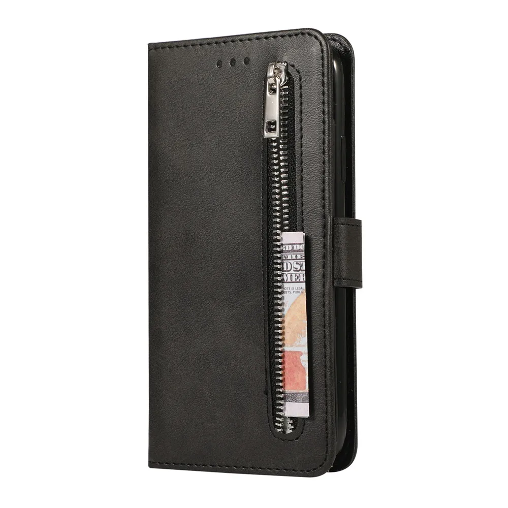 Магнитный кожаный бумажник чехол для iphone 6 S 7 8 Plus iphone X XS Max XR 11 Pro Max слот для карт откидная крышка iphone 6 S 7plus 8plus чехол - Цвет: Черный