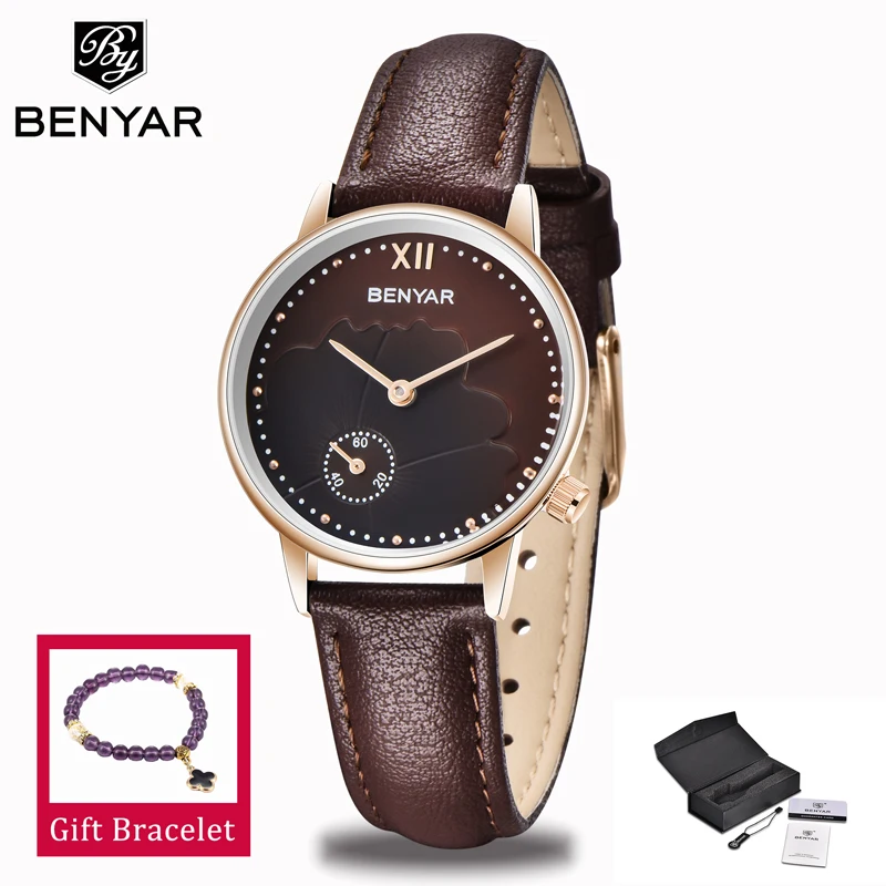Gold Brown Новые BENYAR, женские часы, Топ бренд, Роскошные Кварцевые повседневные модные часы, женские наручные часы, женские золотые часы, водонепроницаемые часы, Reloj Mujer - Цвет: Gold Brown
