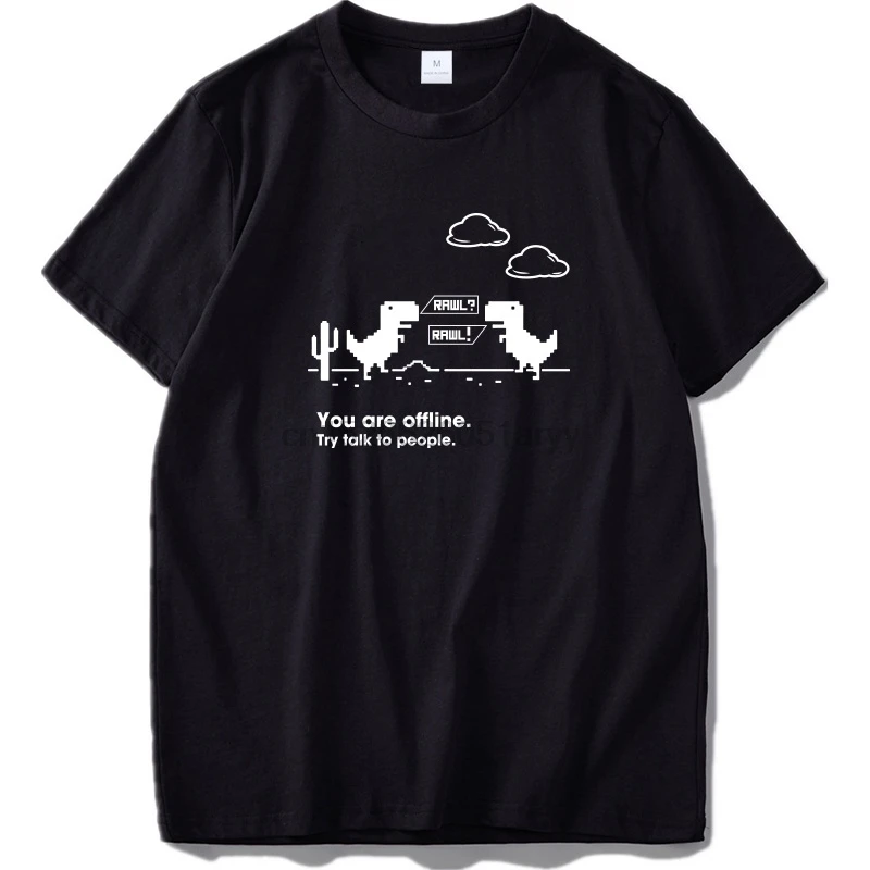 Интернет сломанная Футболка мужская забавная компьютерная офлайн Camiseta Homme 100%