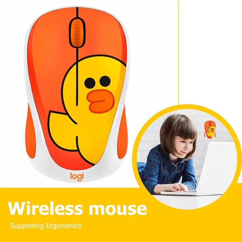 Logitech Милая мультяшная розовая беспроводная мышь USB оптическая компьютерная мини