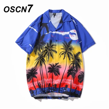 

OSCN7 Casual Printed Short Sleeve Shirt Men Street 2020 Hawaii Beach Oversize Women Fashion Harujuku Shirts for Men XQ61