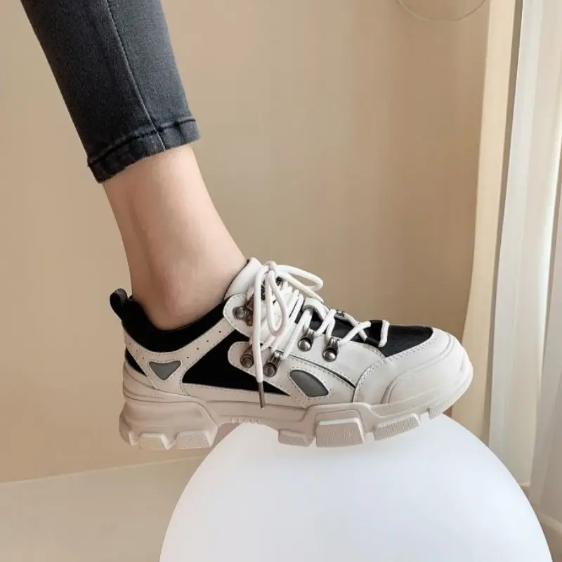 Taoffen/женские кроссовки из натуральной кожи на платформе; модная спортивная женская обувь смешанных цветов в стиле пэчворк; Mujer; кроссовки; Размеры 35-39