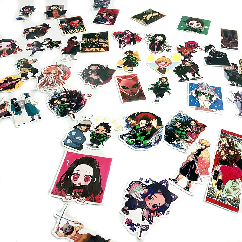 50 шт. Demon Slayer: Kimetsu No Yaiba Аниме ПВХ граффити наклейки скраптаблет для скейтборда гитара мотоцикл багаж компьютер