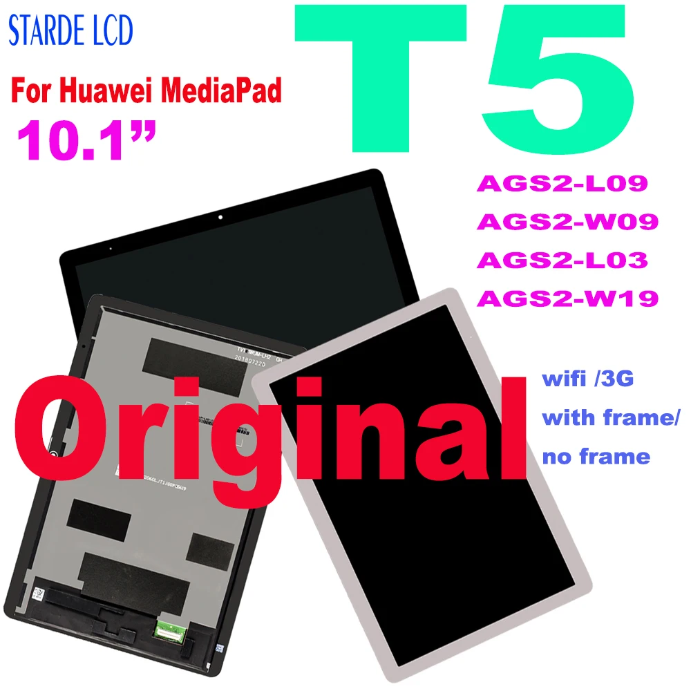 10,1 Original Lcd para Huawei MediaPad T5 AGS2-L09 AGS2-W09 AGS2-L03 AGS2-W19 pantalla LCD de montaje de digitalizador con pantalla táctil marco