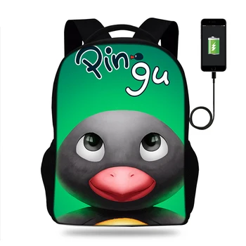 

Fashion Pingu Print Backpack Women Backpack USB Port Backpacks For Teenager Boys&Girls School Bags Laptop Daily Backpacks