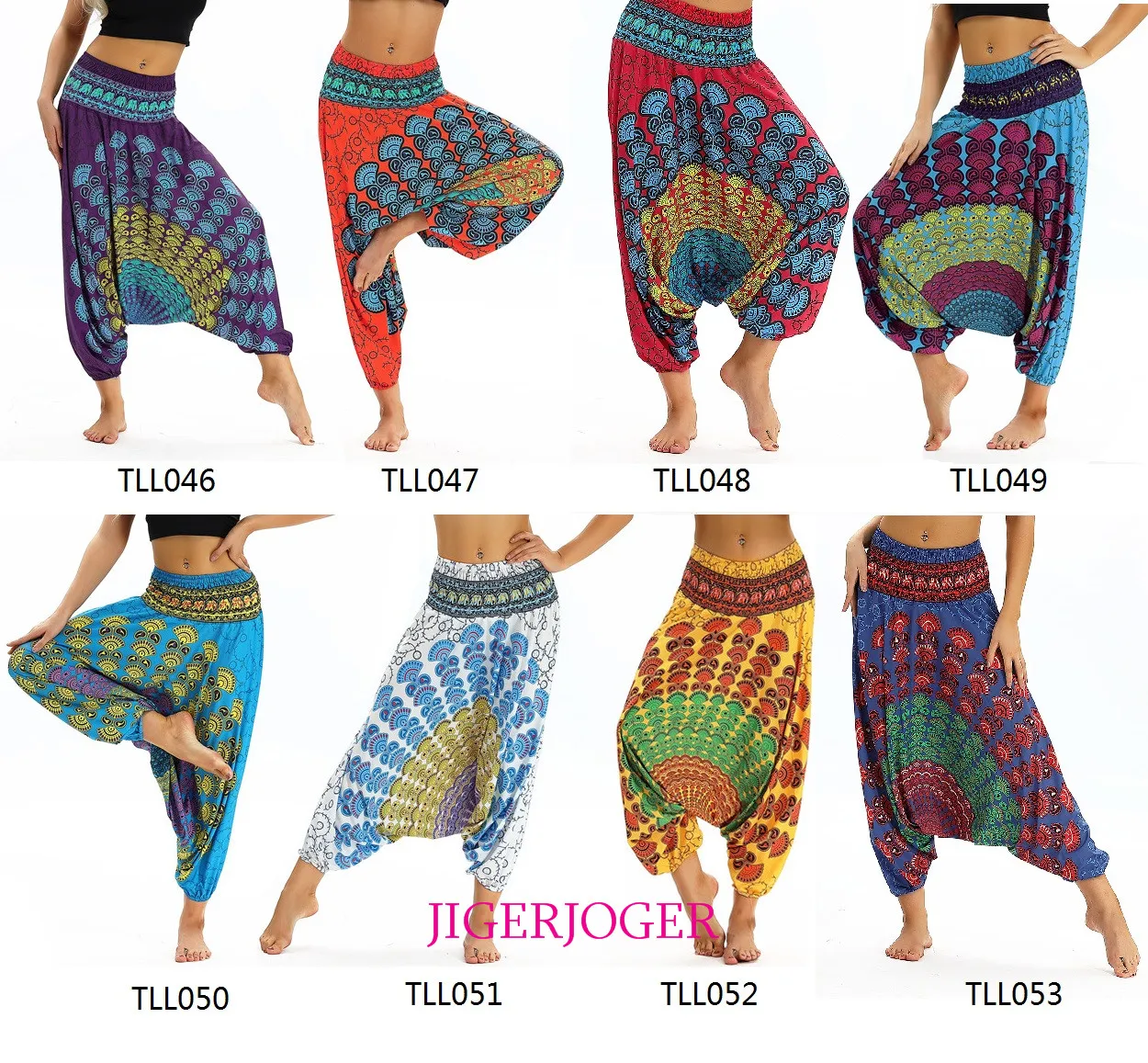 

JIGERJOGER Sun flower round floral 3D digital printing high waist yoga pants loose Lantern legging Thai style bloomers TLL046