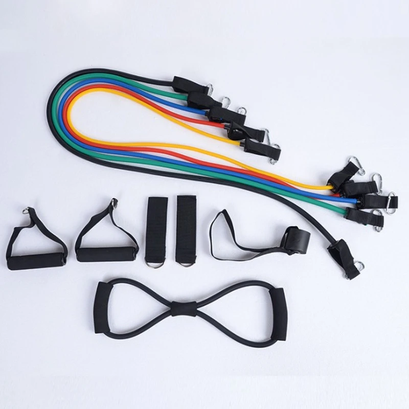 12Pcs/Set Pilates Latex Tubing Expanders Exercise Tubes Practical Strength Resistance Band Sets Fitness Equipment