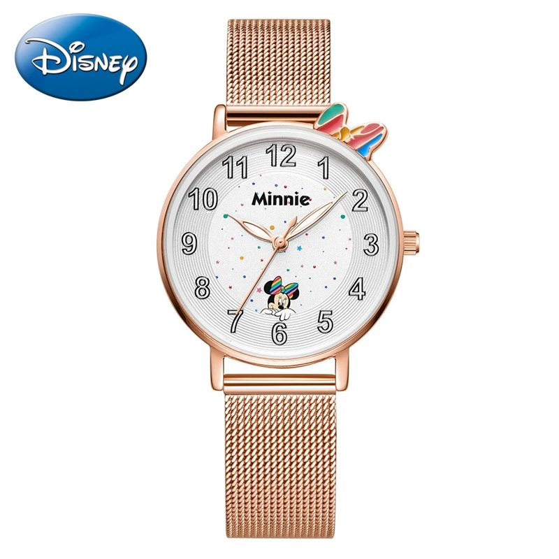 

New Cute Minnie Mouse Girls Fashion Casual Watch Ladies Quartz Watches Steel Mesh Band Beautiful Simple Student Women Clock Kid