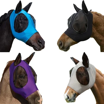 

Anti-Fly Mesh Equine Mask Mesh Horse Anti-Mosquito Mask Horse Head Cover Comfortable Anti Fly Mesh Mask For Horse Protects