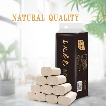 

QIC Wood Color 4 Layers Toliet Paper Rolls Household Soft Toliet Paper 10PCS Rolling Papers For Restaurant Home