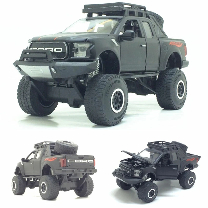 1:32 Raptor F150 пикапы металлические игрушечные машинки модель с музыкой мигающий Звук