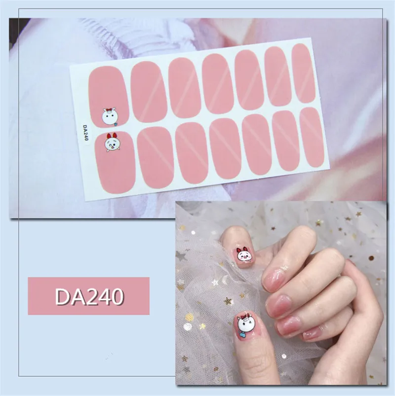 14 насадок/набор, полное покрытие, наклейки для ногтей, новые стили, сделай сам, клеящиеся Слайдеры для женщин, наклейки для красоты, маникюр, водонепроницаемые - Цвет: DA240