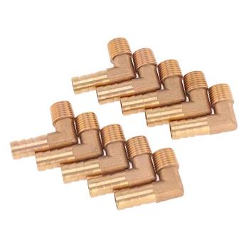 

10Pcs Copper 90° Waterpipe Connector T-shape Pipe Connection L-Shape Hose Linkage (Golden)