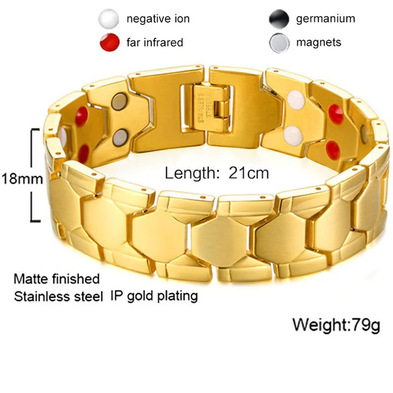 Мужской и женский роскошный модный Энергетический Браслет для здоровья мужской 316L из Нержавеющей Стали Био Магнитная терапия Лечение храп сон лучше - Окраска металла: 23