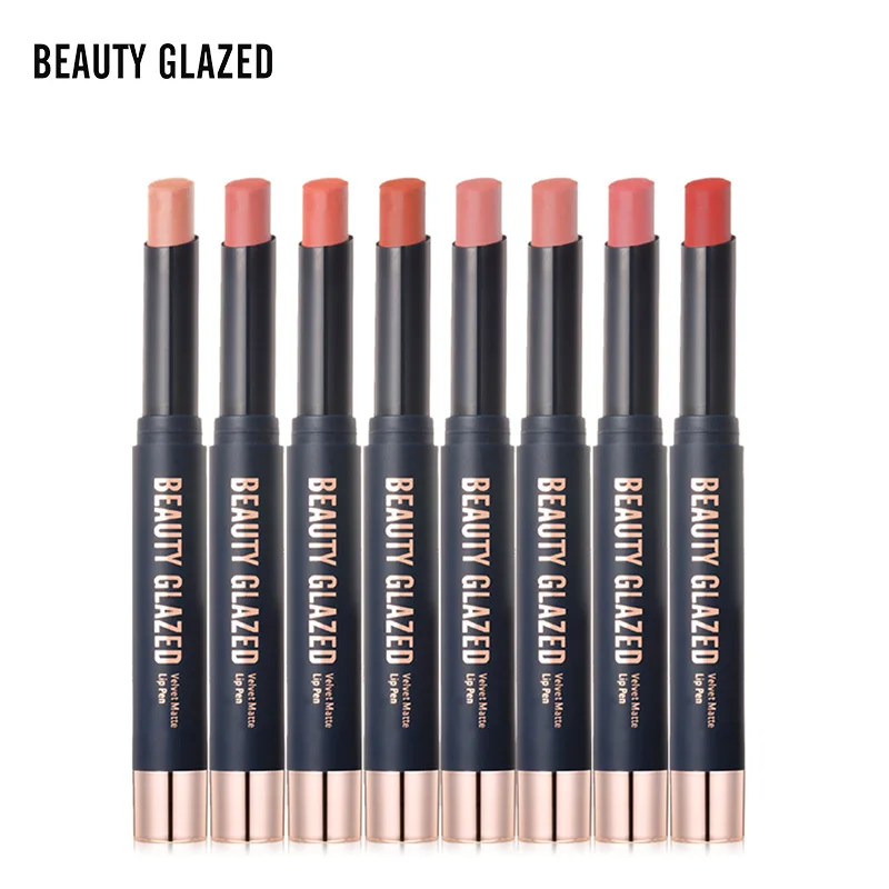 BEAUTY GLAZED 8 Colors Matte Nude Lip Stick Professional Long Lasting Waterproof Sexy Red Velvet Lipstick