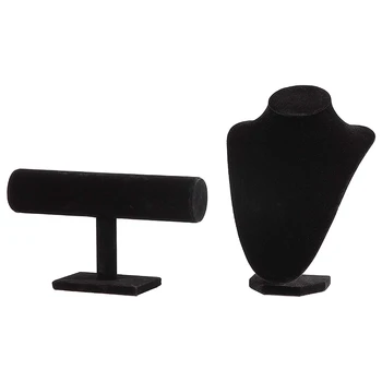 

Black Velvet Jewelry Displays - T-Bar Is Suitable for Bracelet, WATCHES, Chest Girth Is Suitable for Necklace, Chokers - 2 Piece