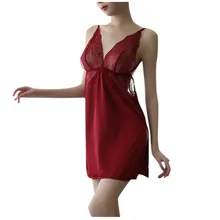 Sagace платье пижамы для женщин сексуальная Прозрачная кружевная отделка регулируемый ремень сбоку Сплит спинки бюстгальтер и трусики набор белье пижамы