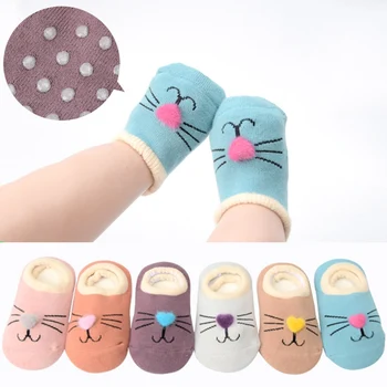 

6Pairs/Lot Newborn Cotton Anti-slip Socks Baby Cute Cartoon Animal Floor Socks For Boys Girls Autumn Winter Baby Toddler Socks