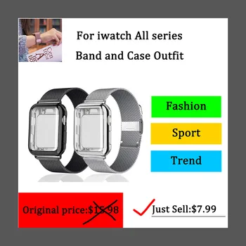

Watchbands with Case for Apple iWatch series 1/2/3/4/5 Milanese Loop All-inclusive plating protective case rotective case Outfit