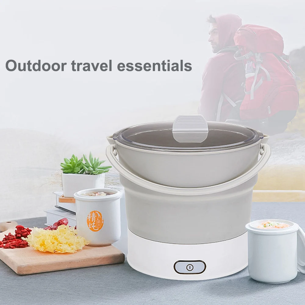 

JuneJour Folding Electric Kettle Heated Food Container Heated Lunch Box Cooker Portable Kettle Electric Cooker