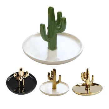 Nordic Cactus Shaped Jewelry Display Storage Trays Stand Dish Holder Cactus Trinket Plant Dish Ring Storage Cactus Decoration