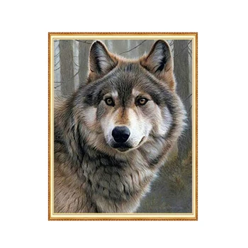 

MEIAN Diamond Painting Embroidery Cross-Stitch Animal Wolf Mosaic Full Round/Square Drill Rhinestones Home Decor