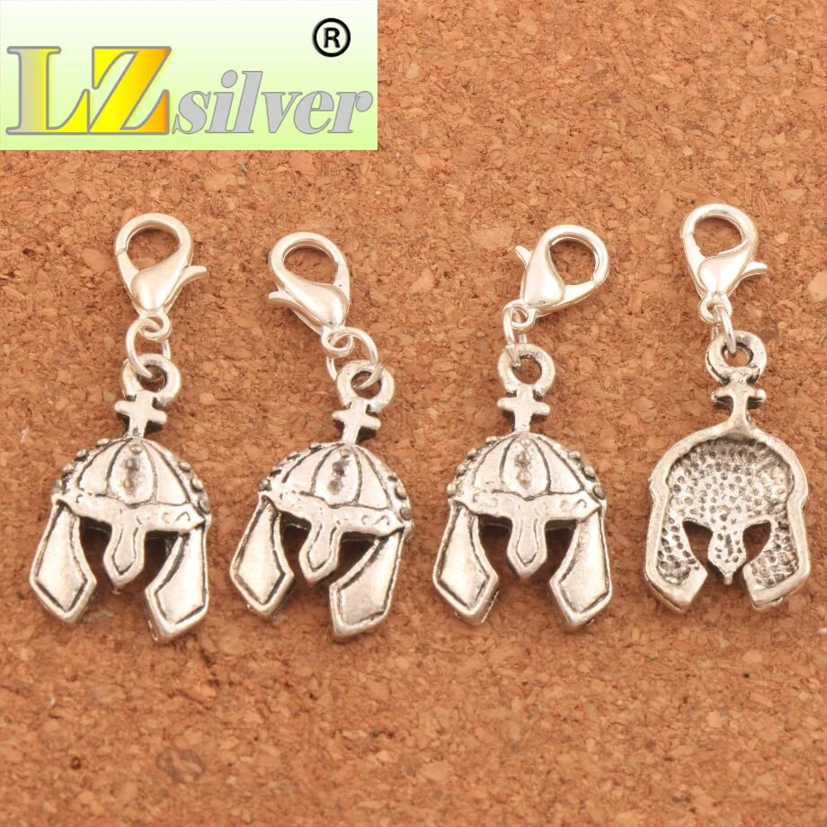 37.3x12.6mm 100PCS Zinc Alloy Cross Knight Helmet Clasp European Lobster Trigger Clip On Charm Beads C259