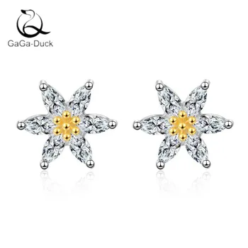 

New Creative Fashion Jewelry Small Daisy Exquisite 925 Sterling Silver Five-pointed Star Women Flower Crystal Stud Earrings E894