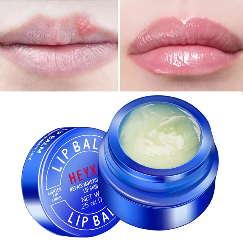 Small Blue Can Lip Balm Repair Anti-dryness Dry Crack Nourish Moisturizer Lighten Melanin Exfoliating Beeswax Unisex Lip Care 7g