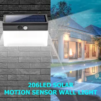 

Outdoor 206LED Solar Power Yard Wall Light Waterproof Motion Sensor Street Lamp Applicable to courtyards Corridors Gardens