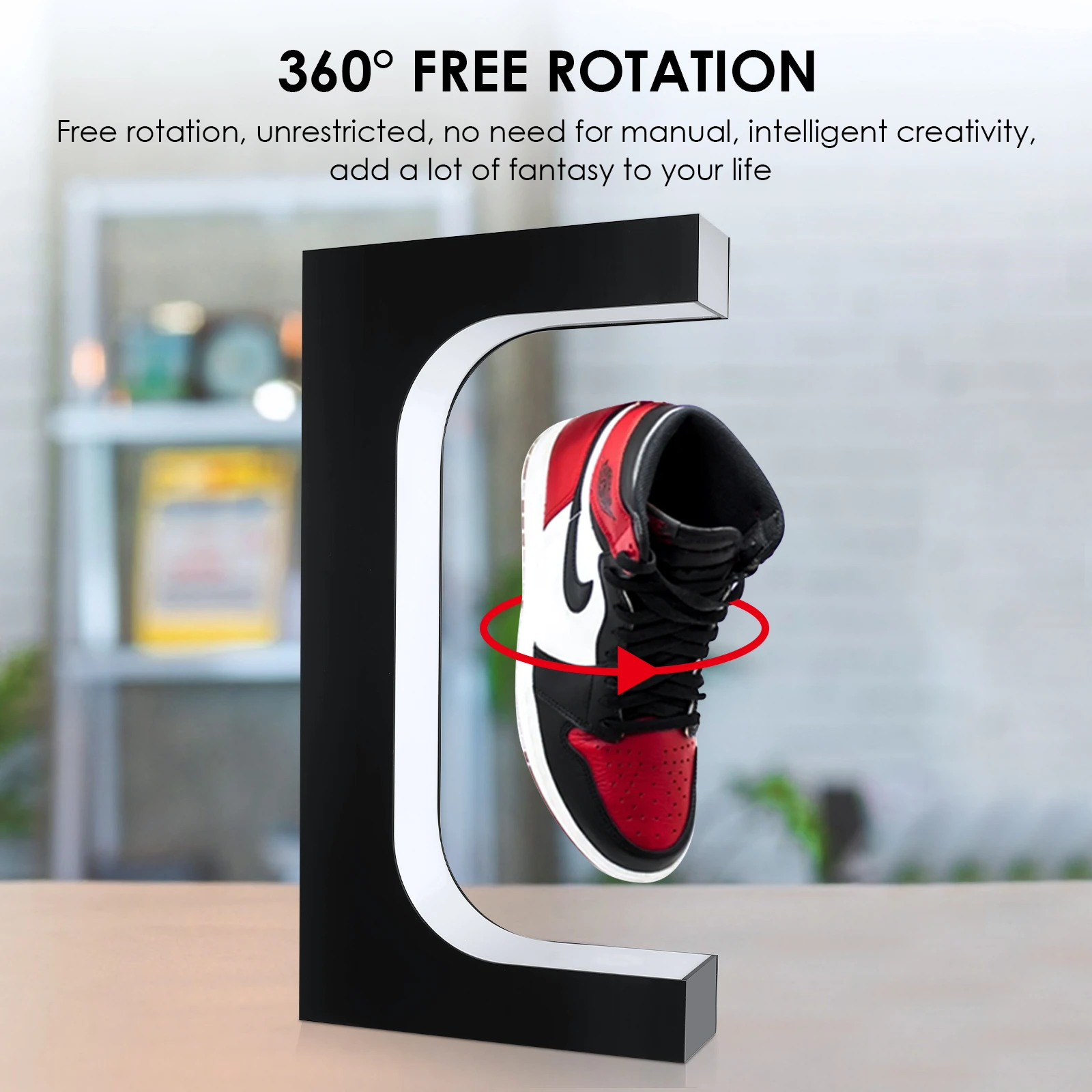 Magnetische Schoenen Display 360 Graden Roterende Drijvende Sneaker Stand Display Houdt Led Winkel Slaapkamer|Schoen Rekken & Organizers| -