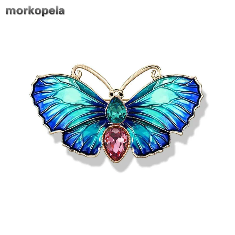 Morkopela Crystal Butterfly Brooch Insect Enamel Pin Charm Women Clothes Brooches Jewelry Party Banquet Pins Clip Gift | Украшения и