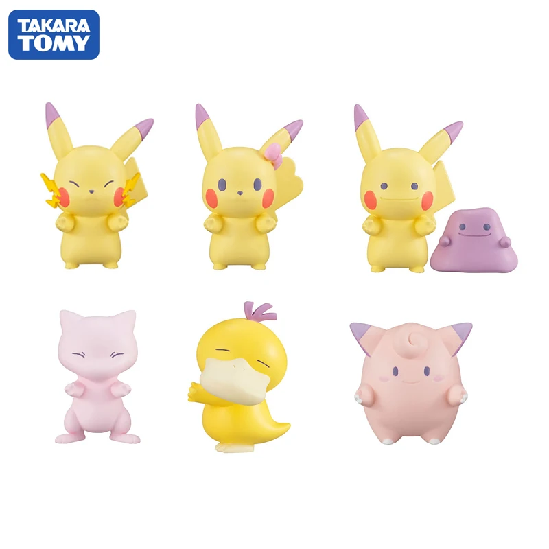 Покемон глухая коробка 6 шт./компл. Пикачу фигурка героя Takara Tomy домашние тапочки с