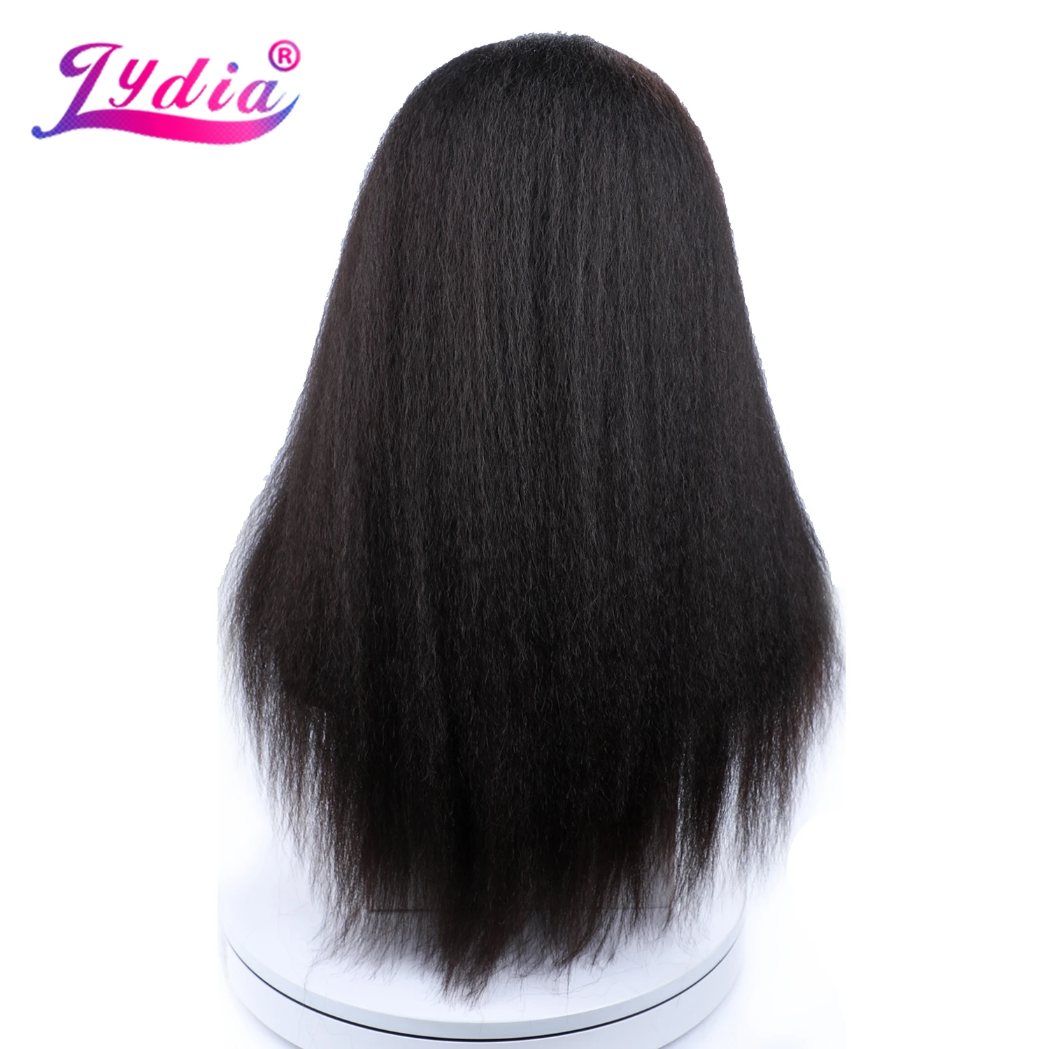Lydia Long Kinky Straight Synthetic Wigs for Women Black Heat Resistant Fiber Natural Looking Daily&Party Wig 20 Inch Free Side