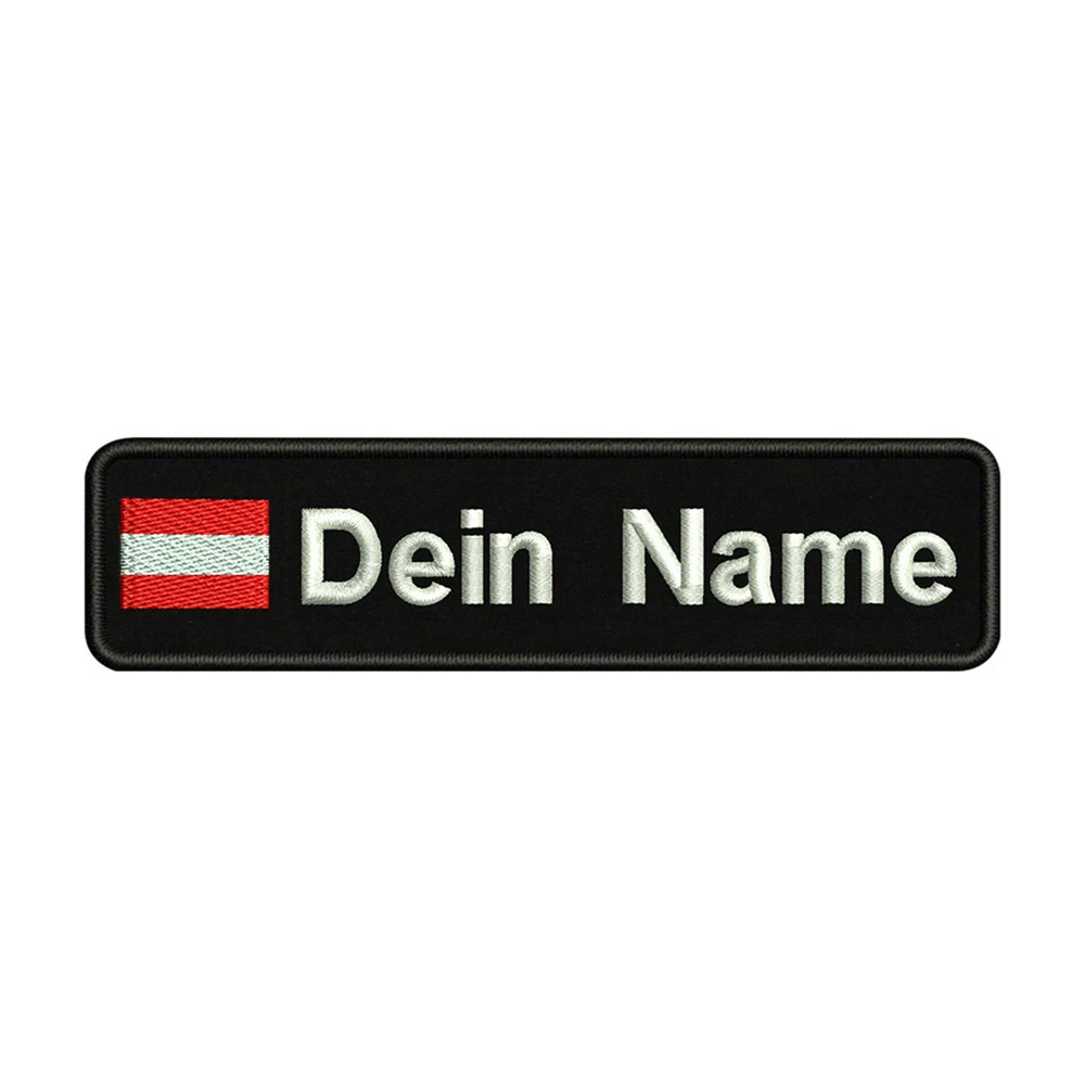 

Embroidery Custom Austria National Flag Name Or Text Patch 10cm*2.5cm badge Iron On Or Sew On Or Velcro Backing For Clothes Pants Backpack Hat