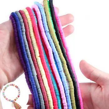 

8mm Flat Round Polymer Clay Beads Charm Chip Disk Loose Spacer Handmade Beads For DIY Jewelry Making Candy Bracelet Finding