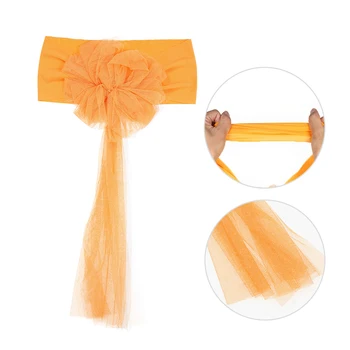 

New 10pcs Wedding Flower Chair Sashes Elastic Spandex Organza Chair Sash Covers Wedding Banquet Supplies Party Decoration