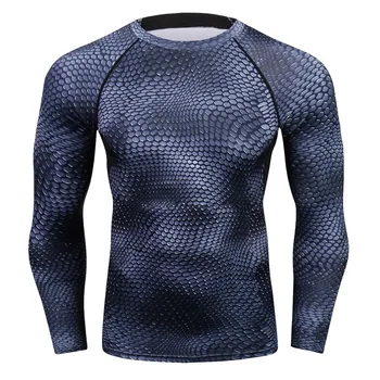 

New 3D Printed T-shirts Men Compression Shirt Thermal Long Sleeve T Shirt Mens Fitness Bodybuilding Skin Tight Quick Dry Tops