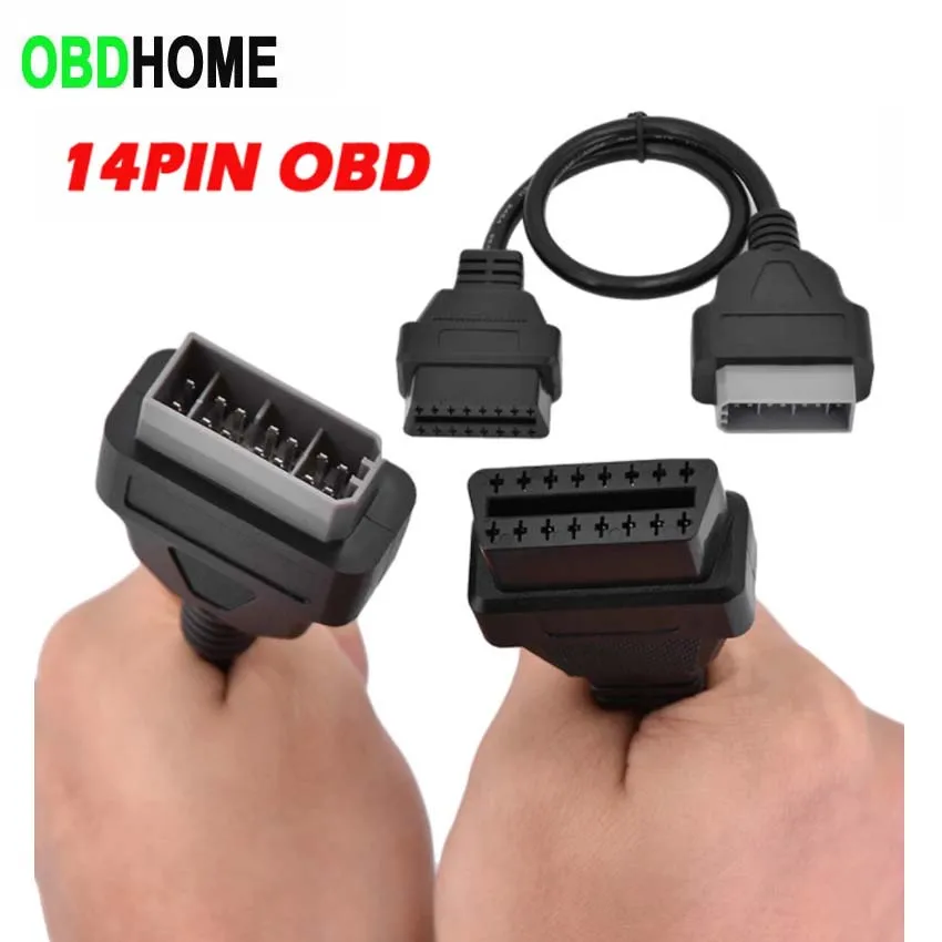 For Nissan 14 Pin 14Pin Male Cable To OBD OBD2 OBDII DLC 16 16Pin Female Connector Car Diagnostic Adapter Converter | Автомобили и