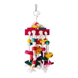 Мини-холст попугай птица стоящая скалолазание игрушки облегчают скуку прочные цветные деревянные блоки и хлопковые веревки украшение